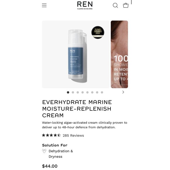 REN Skincare Everhydrate Marine Moisture-Replenish Cream Hydration Moisturizer - Picture 3 of 12